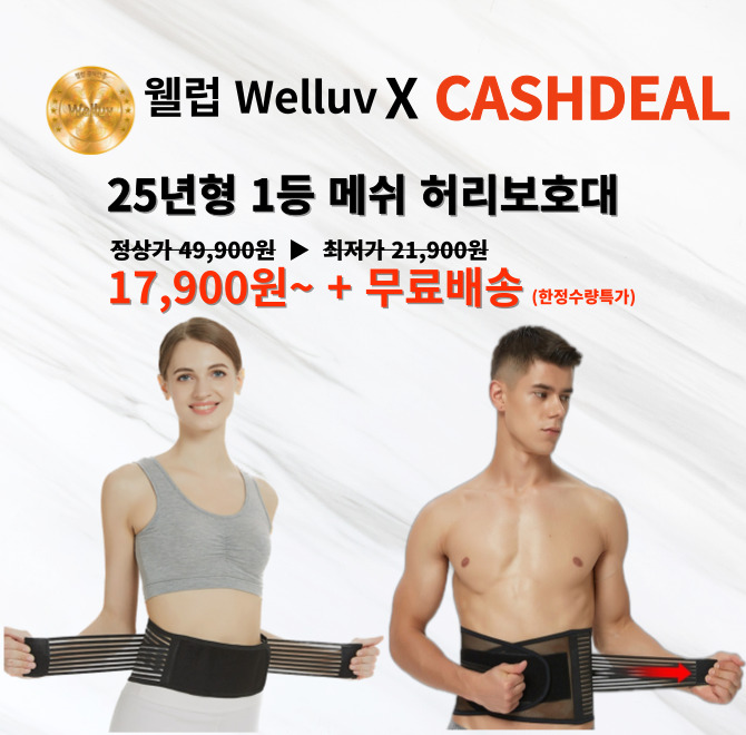 [딱1시간만] 웰럽 1등 메쉬 허리보호대 인기 BEST 2종 택1이 오늘 단 하루만 소비자가 49,900원에서 할인하여 OOOO...
