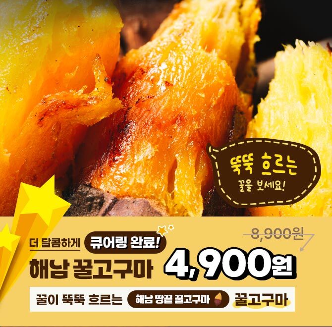 단 1시간 동안 진행되는 캐시딜 타임특가에서 산지직송 해남 햇 꿀고구마 역대급 할인으로 OOOO원+무료배송에 진행...