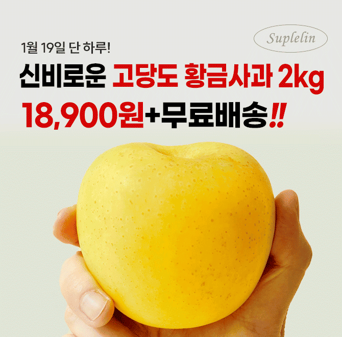 단 하루동안 진행되는 캐시딜 타임특가에서 신비로운 고당도 황금사과 총 2kg가 역대급 할인으로 OOOOO원+무료배송...