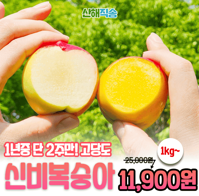 단 하루동안 진행되는 캐시딜 타임특가에서 산해직송 경북 신비복숭아 1kg가 역대급 할인으로 OOOOO원+무료배송에 ...