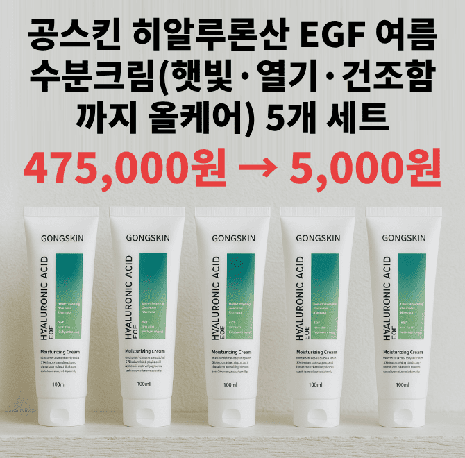 한 여름 당신의 피부 붕괴를 막아주는 제품은?공스킨 OOOOO EGF 여름 수분크림 5개 세트