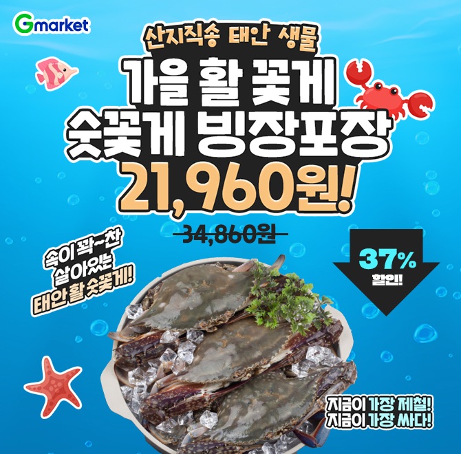 산지직송 태안 생물 OO 활 꽃게 2kg(6~10미) 2만원대 한정특가!당일 조업 후 빙장포장으로 신선 배송초가을 제철! ...