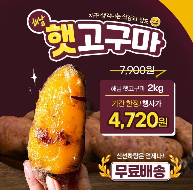 단 1시간동안 진행되는 캐시딜 타임특가에서 해남꿀밤고구마를 역대급 할인으로 OOOO원 무료배송에 진행됩니다!지...